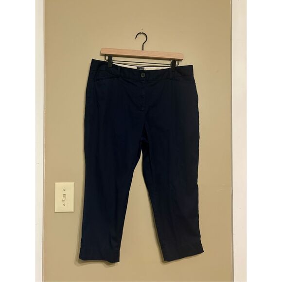Talbots Women’s The Perfect Crop Curvy Fit Pants Navy Blue Petite 14 - Picture 1 of 8